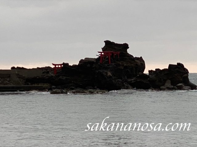 夕闇に包まれる日本海の岩場